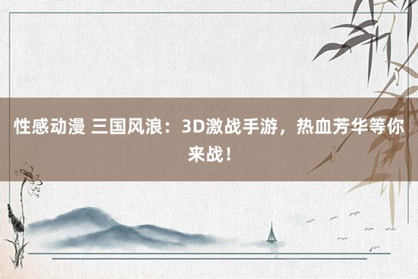 性感动漫 三国风浪：3D激战手游，热血芳华等你来战！