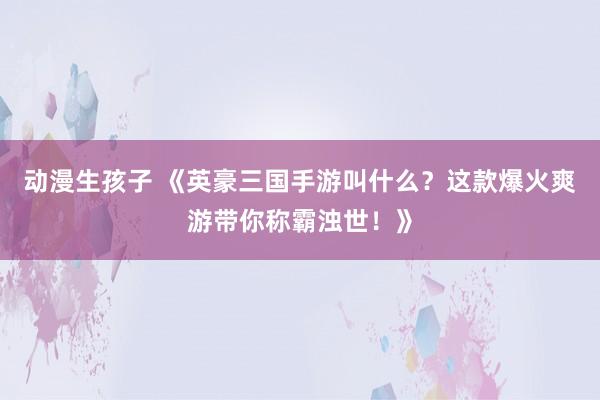 动漫生孩子 《英豪三国手游叫什么？这款爆火爽游带你称霸浊世！》