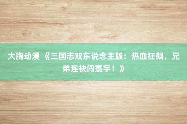 大胸动漫 《三国志双东说念主版：热血狂飙，兄弟连袂闯寰宇！》